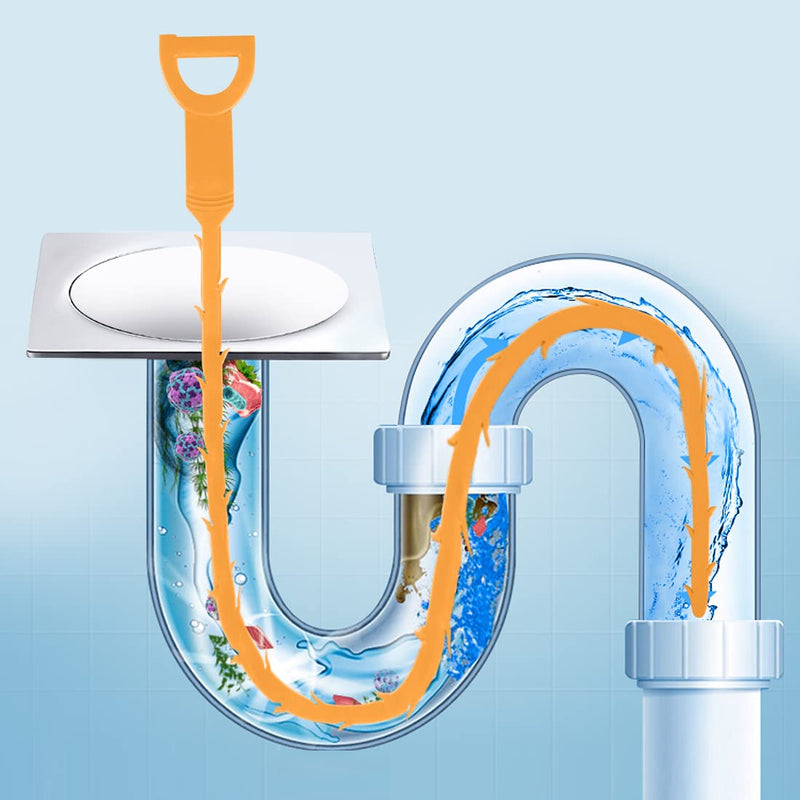 Omont Snake Drain Hair Clog Remover Tool, 34 Inch Stainless Steel Claw and 3 Pack 19. 7 Inch Plastic Sink Unclogger Tool, Sink Drain Cleaner Tool for Kitchen, Sink Bathroom, Tub Toilet Orange (3+1) Orange 3pcs Sink Snake+Steel Claw