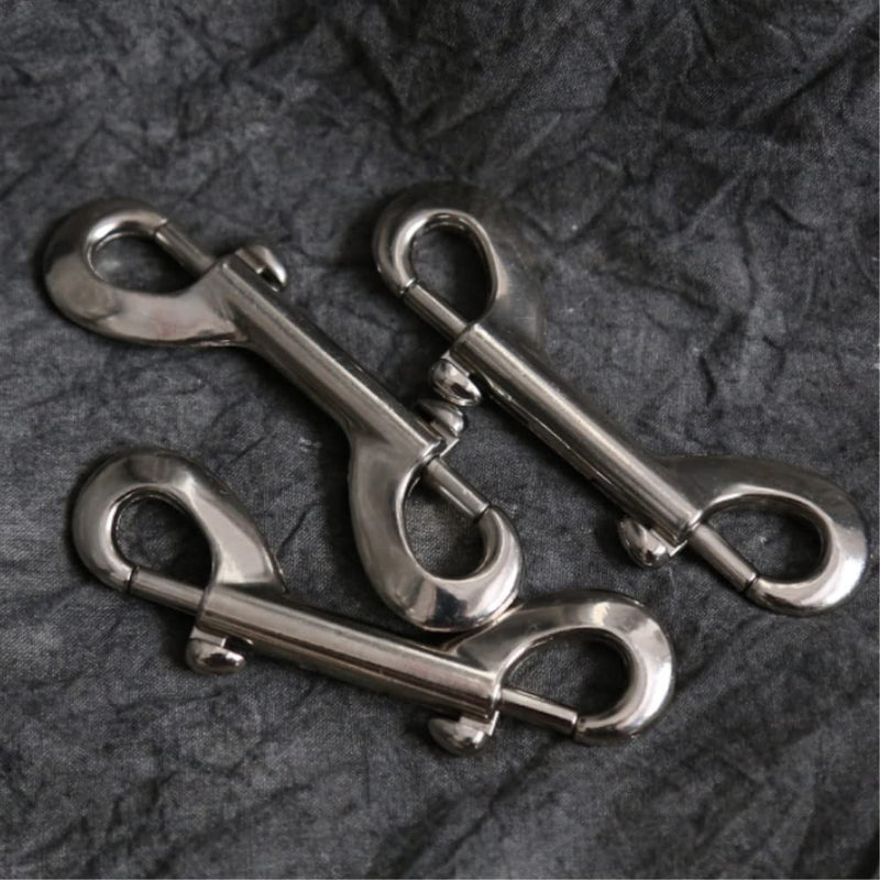 2 Pcs Double Ended Lead for Dogs, Bolt Snap Hooks Zinc Alloy Double End Clip Silver Diving Clip Trigger Snaps for Diving Dog Leash Key Chain Horse Tack Pet Feed Buckets