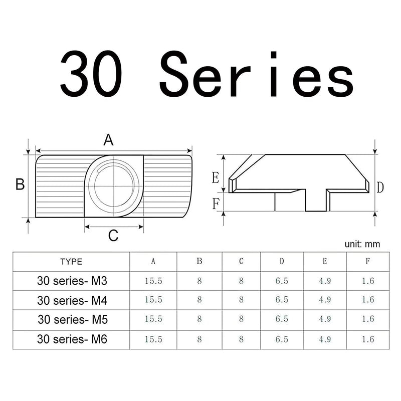 30 Pcs 3030 Series M5 T Nuts, T Slot Nut Hammer Head Fastener Nut, Nickel Plated Carbon Steel Nut for European Aluminum Profile,Drop in T Slot Nuts Assortment Kit(30-M5) 30-M5(30 Pcs）