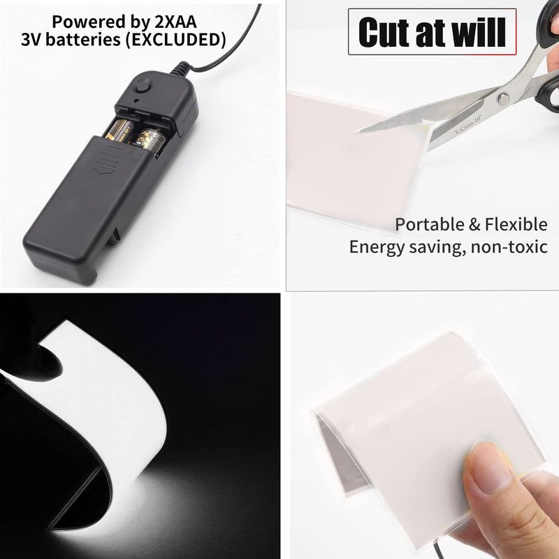 Electroluminescent El Sheet Light - 3Modes Stay on/Slow Flash/Fast Strobe, 12cm x 5 cm DIY Neon Panel DIY Cuttable Lamp for Cosplay Decoration (White) 12x5 White
