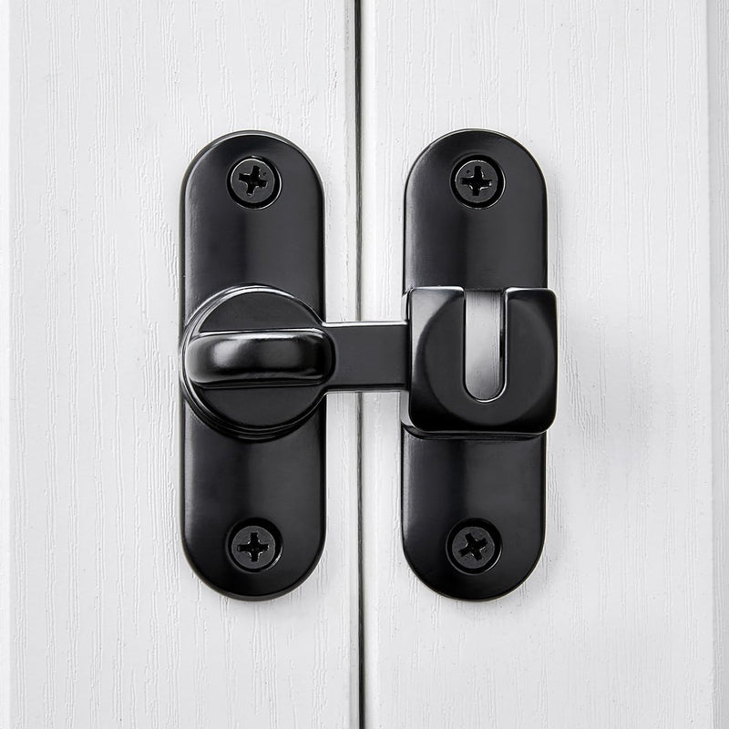 Black Barn Door Latches,90/180 Degree Gate Lock,Flip Gate Latches Hardware,Zinc Alloy Right Angle Door Lock Latch,Door Security Sliding Door Latch Lock for Cabinets,Bathroom. Black_1 Pack