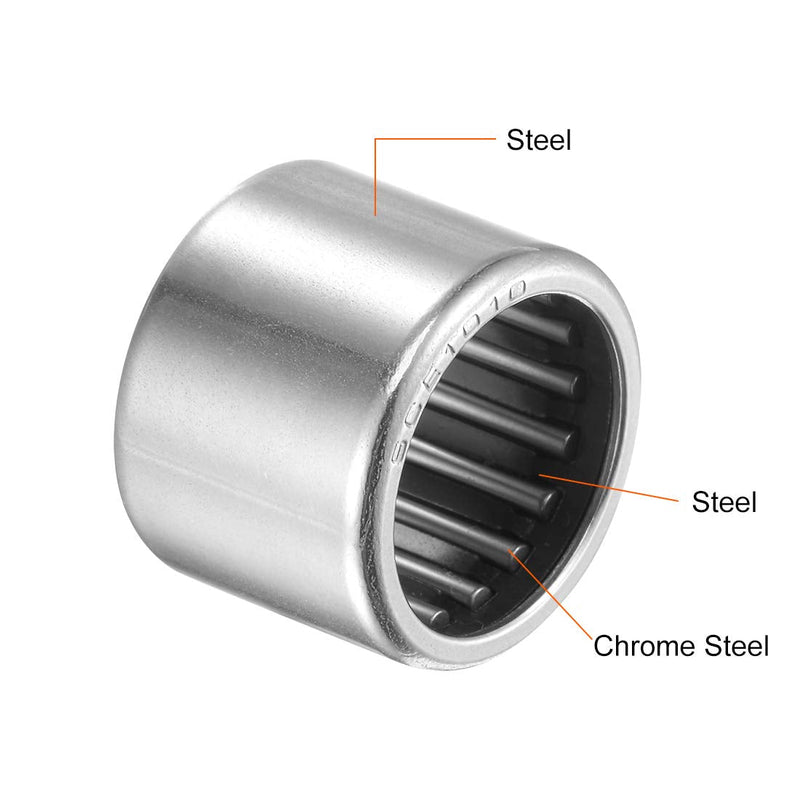 uxcell SCE1010 Needle Roller Bearings 5/8-inch Bore 13/16-inch OD 5/8-inch Width Chrome Steel Open End 2pcs 5/8x13/16x5/8"