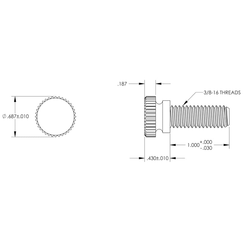 Nylon Thumb Screws, 3/8"-16 Thread (10, Black, 1") 1" 10