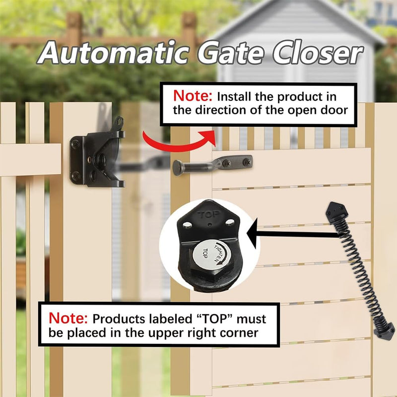 HOME MASTER HARDWARE 11" Gate Spring Self Closing Outdoor, Heavy Duty Gate Springs Black,Automatic Gate Closer for Wooden and Vinyl Fence, Adjustable Tension Door Springs to Close Door(Steel,2 Pack) 11 Inch