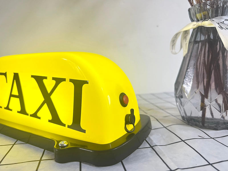 USB Rechargeable LED Car TAXI Sign Top Light Yellow Shell Dome Light With Magnet Base Taxi Light Waterproof Push Button Red Switch