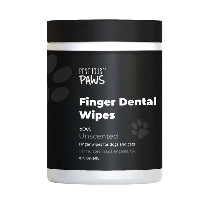 PENTHOUSE PAWS Dog Dental Wipes for Teeth Cleaning, 50 Finger Wipes for Dogs & Cats, Helps Reduce Plaque & Tartar, Fresh Breath Support, Aloe Vera & Coconut Oil, Toothbrush & Toothpaste Alternative