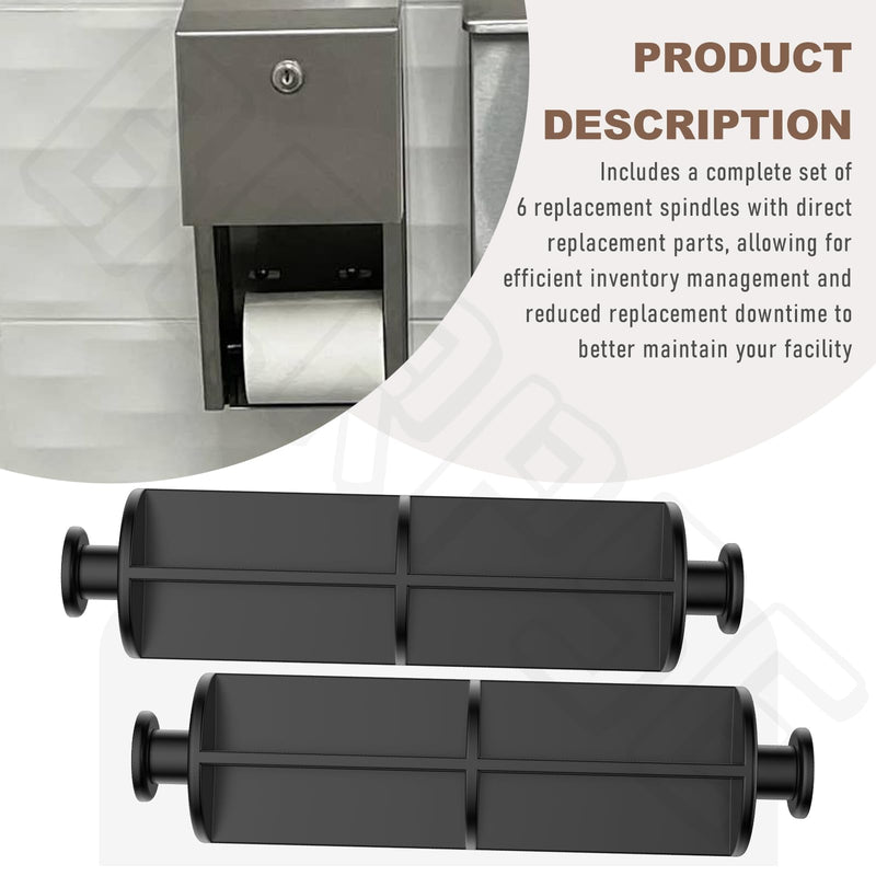 Set of 6 B-4288-9 B-2888 B-4288 B-4388 Toilet Paper Holder Roller Spindle Compatible with Bobrick Classic Contura Series Dispensers - Provides a Sturdy Replacement Roll for Toilet Paper Dispensers