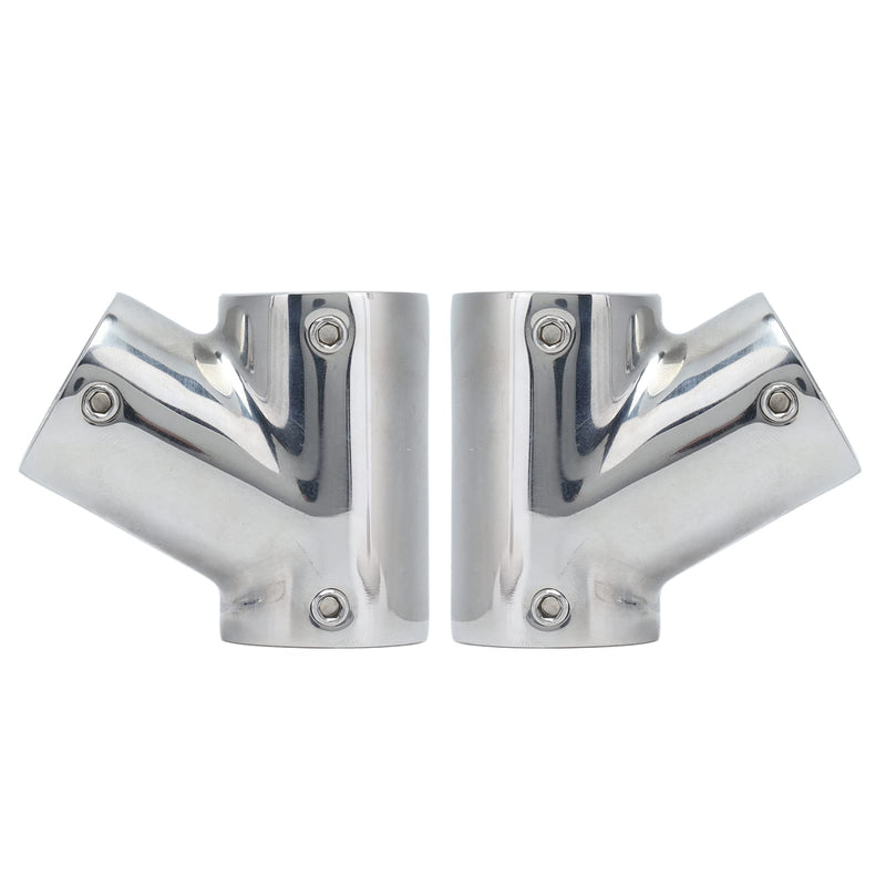 1 Pair Boat Handrail Fittings, 60 Degree Marine Grade Handrail Fitting 316 Steel Polishing Marine Hardware Parts Left Right Tee for Yachts 1"