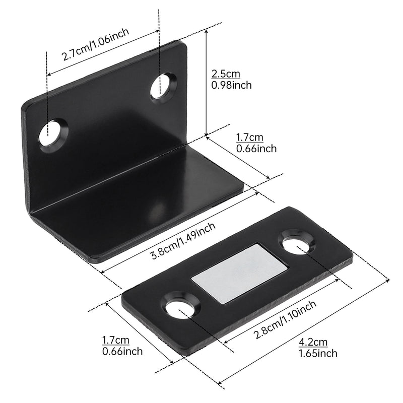 Cabinet Magnetic Catch L-Shaped 16 Pack Ultra Thin Drawer Magnet Closures | 3.3mm,Drawer Magnet Adhesive Cabinets Latch for Kitchen Wardrobe Closet Door Black