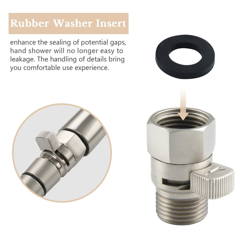 Water Flow Restrictor, APLusee Brass Shower Head Pressure Reducer, Shower Head Shut-Off Control Valve with Short Switch, Brushed Nickel