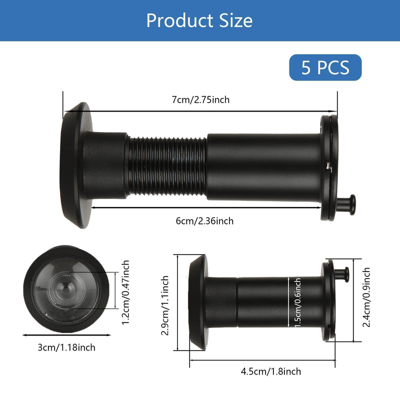 4 Pack Door Viewer Peephole 200-Degree Door Viewer with 16mm/0.63inch Drill Bit for 1-1/2" to 2-3/8" Doors Zinc Alloy Peephole for Front Door with Heavy Duty Privacy Cover, Black