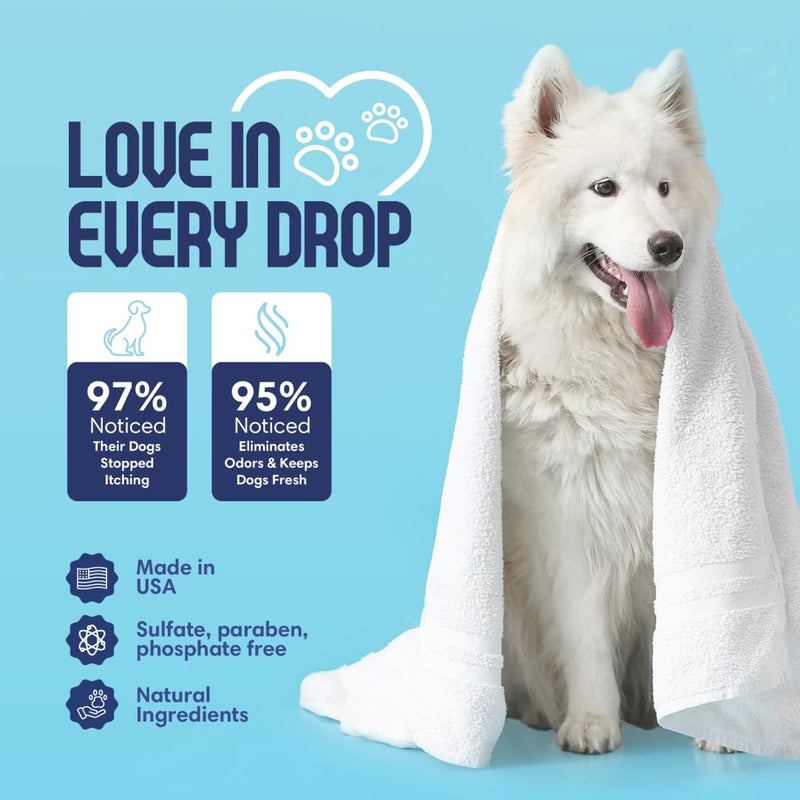 Organic Dog Shampoo - Oatmeal Dog Shampoo for Itchy Skin - Hypoallergenic for Sensitive Skin & Puppies, Deodorizes Smelly Dogs, Tearless, Made in USA, 16oz (Unscented) Unscented - Oatmeal & Aloe - PawsPlanet Australia