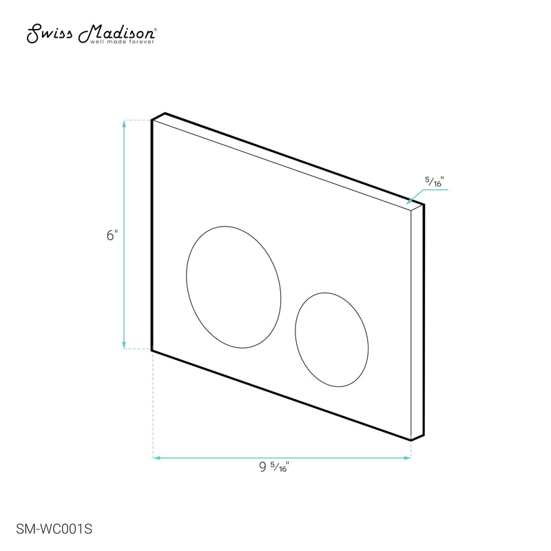 Monaco Wall Mount Actuator Flush Push Button Plate in Polished Chrome Monaco
