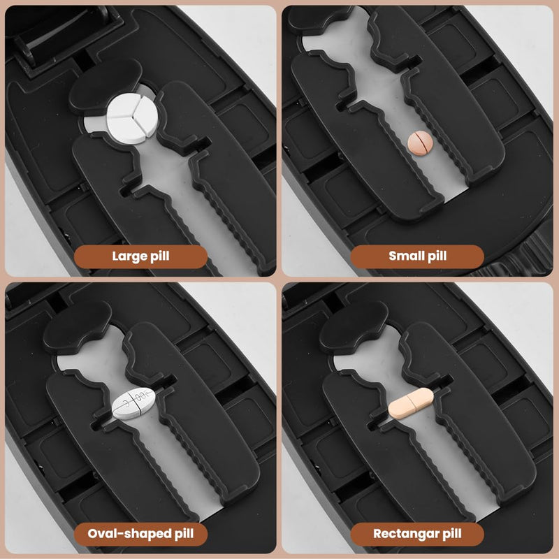 Pill Cutter Splitter for Small and Tiny Pills Portable Pill Cutter Precisely Cuts into 1/2, 1/3, 1/4 Wrap-Around Blade Guard Prevents Cuts(Color:Grey) Grey