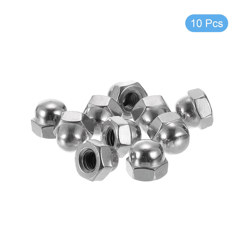 uxcell 5/16"-18 Acorn Cap Nuts, 10Pcs 316 Stainless Steel Dome Cap Head Acorn Nut Hardware Nuts for Bolt Cover, Silvery 10