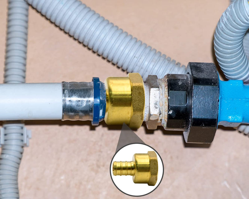 PEX 1/2" x 1/2" NPT Female Fittings, 5/10/12/20 Pack PEX 1/2" x 1/2" NPT Female Threaded Adapter Crimp Fitting, Brass, Full Port for PEX pipes in plumbing jobs (5 Pack) 5pcs-PEX 1/2" x 1/2" NPT