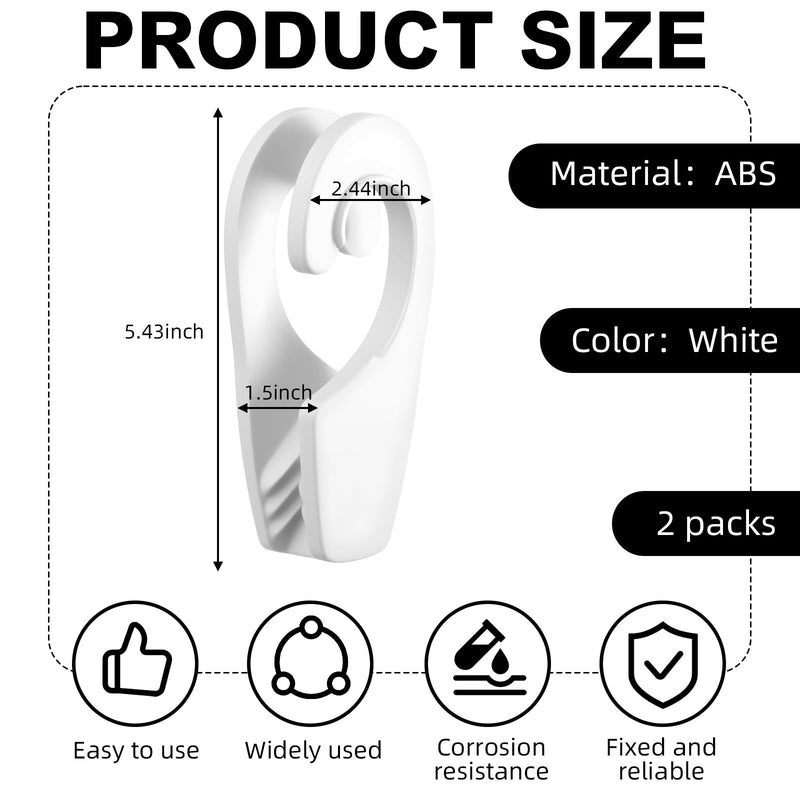 Soulchen 2 Sets Boat Fender Hanger 32mm Quick Adjust Boat Bumper Clips Rail Fender Hangers Quick Connect and Release Lines Rail Cleats No Knoted Pontoon Accessories for Kayaks Fishing Yachts White