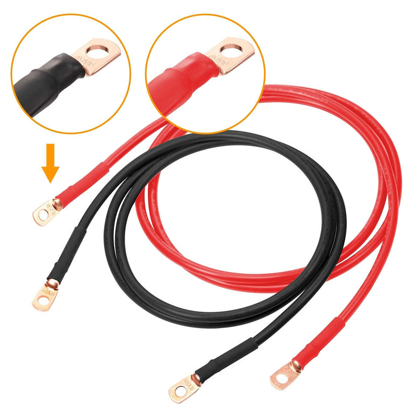 SVAAR 20pcs Battery Cable Ends Kit 1/0 AWG 2/0 AWG Copper Lugs 0 Gauge 00 Gauge Battery Cable Lugs with 3/8" and 5/16" Stud Heavy Duty Wire lugs Ring Terminal Connectors with 3:1 Heat Shrink Tube 00 Gauge 0 Gauge Bare Pure Copper