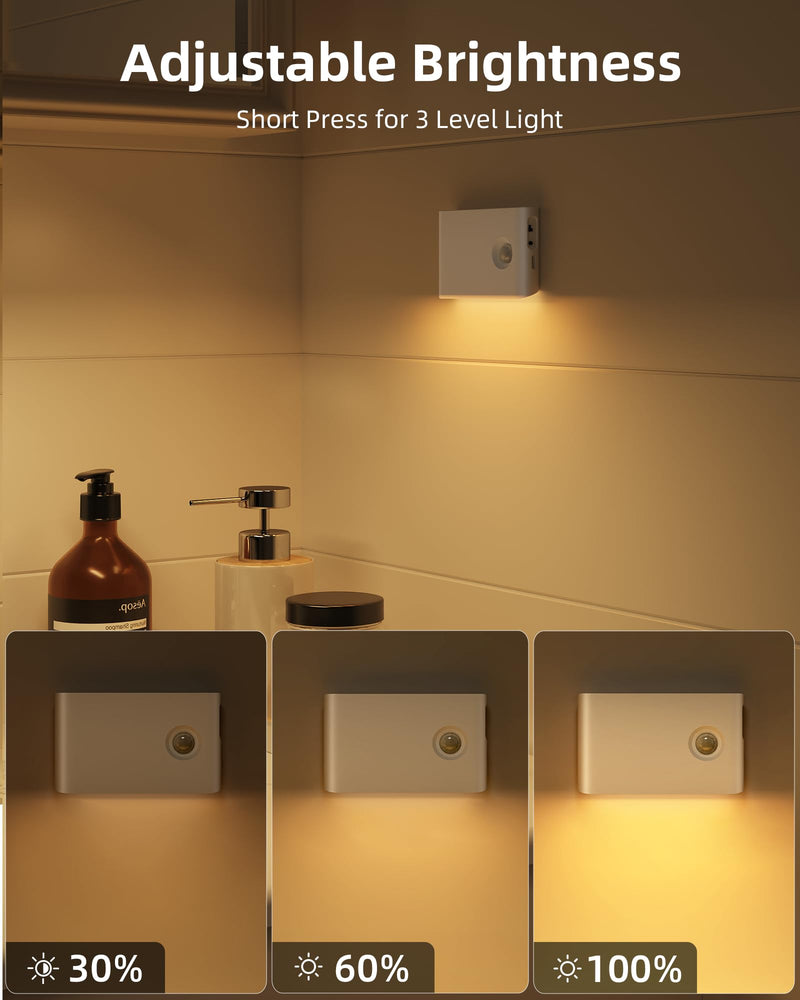 EZVALO 6 Pack Motion Sensor Night Lights, Sync LED Stair Lights Indoor, 1500mAh Rechargeable, Magnetic & Dimmable, 3000K Soft White, Portable Nightlight for Hallway, Stairs, Bathroom, Bedroom 6pack