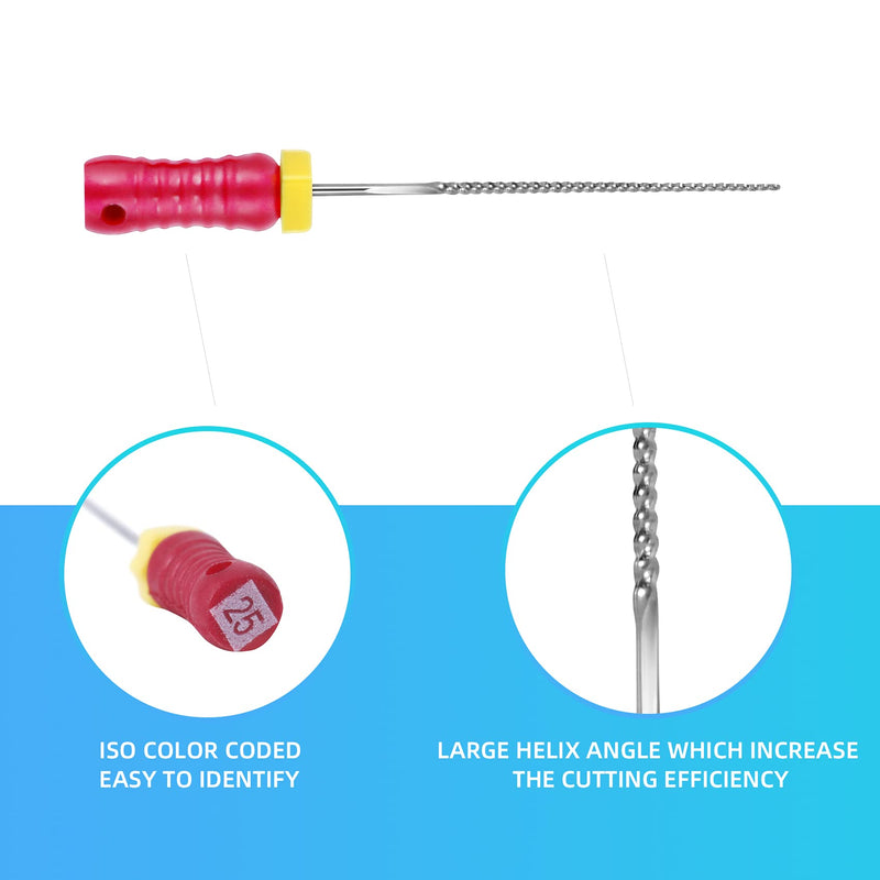 Annhua K-Files Stainless Steel Tips Root Canal Files Dental Endodontics Instrument for Removing Root Canal Wall & Dredging Root Canal (15~40# 25MM) MIX-15~40#
