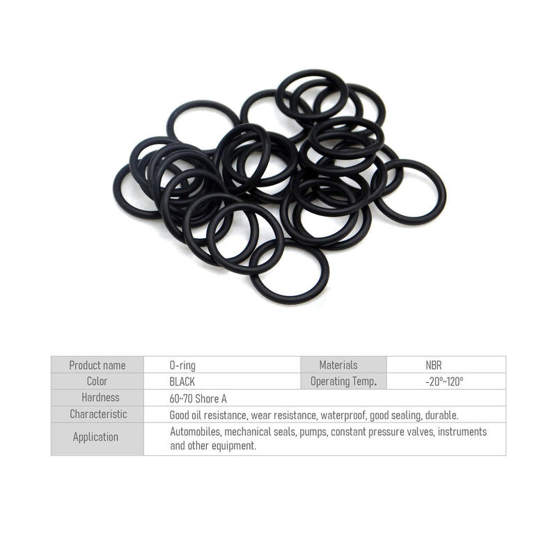 50 PCS Nitrile Rubber O Ring 10mm OD 8mm ID 1mm Width, Metric Buna-N NBR Sealing Gasket Plumbing, Gas, Automotive and Faucet Repair, Resist Oil and Heat O-Rings, Black 10x8x1mm