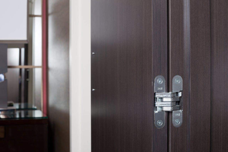SOSS 212 Zinc Invisible Hinge with Holes for Wood or Metal Applications, Mortise Mounting, Satin Nickel Exterior Finish
