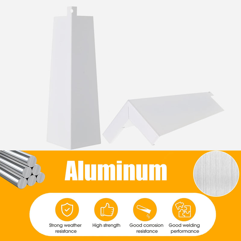 8 Pcs Aluminum Siding Corners - 8 Inch Outside White Siding Corner Caps, Smooth Metal Siding Panels Trim Nails Included for Mobile Home House Exterior (Single Hole) Single Hole