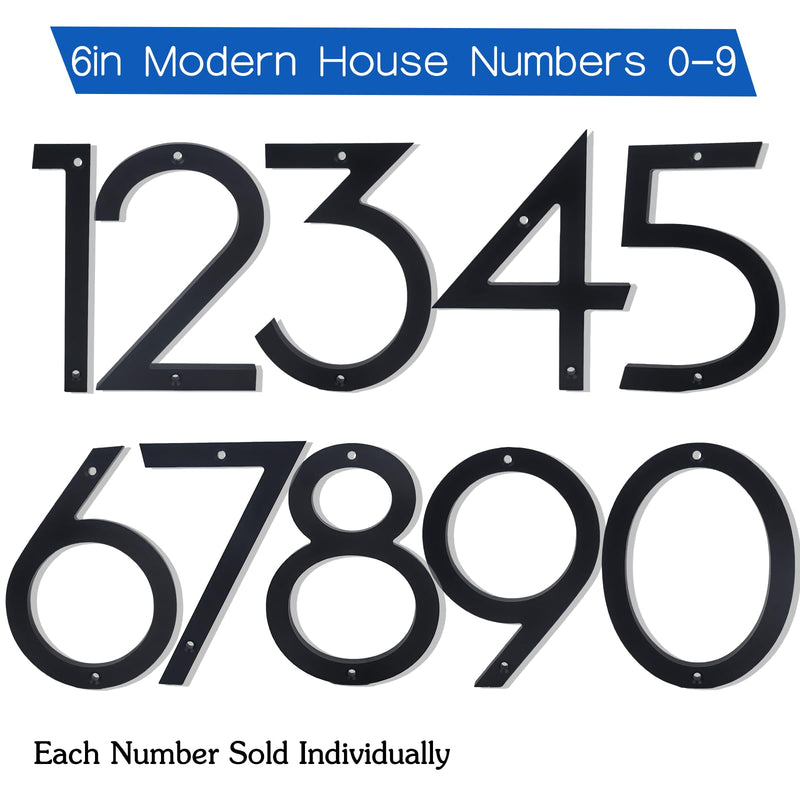 House Numbers for Outside, 6'' Modern Floating Address Numbers for Exterior House, Door And Street, Weatherproof No Rust, Easy to Install with Nails Kit, 3D Decor Matte Black, House Numbers 7 House Number 7