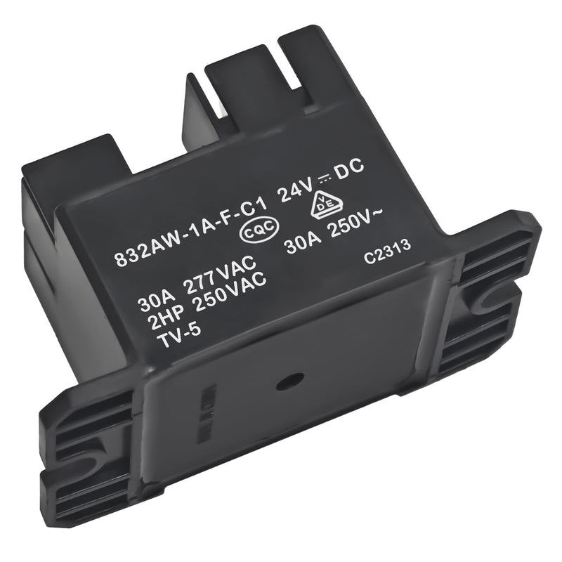 Relay 832AW-1A-F-C1 24VDC (Pack of 2) - 30A Heavy Duty Power Relay - 250VAC SPDT Quick Connect for HVAC & Home Appliances