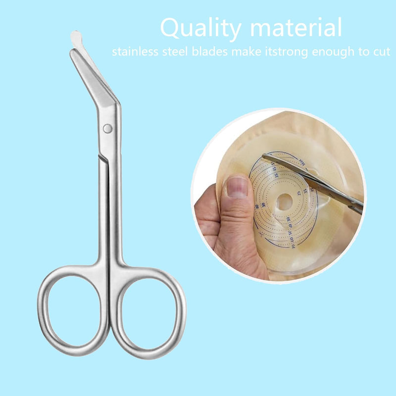 2-Piece Ostomy Scissors, Ostomy Supplies for Ostomy Care, Colostomy, Urothrostomy.Ileostomy Stainless Steel Scissors for Doctors and Home Care, 4.3 X 2.1 Inch, Curved (2Pcs Silver) 2pcs Silver
