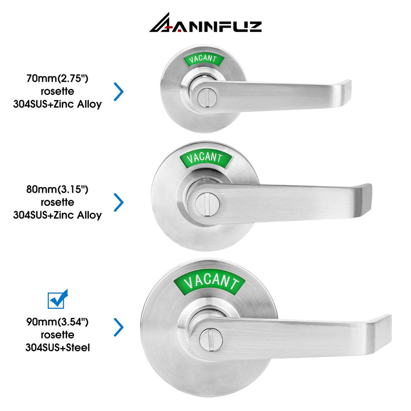 Vacant Occupied Bathroom Door Handle Lock,Privacy Lever with Large Indicator,in-Use or Vacancy Indication Occupied Deadbolt,Commercial Door Handle Lock for Public Restrooms(Satin Nickel) Satin Nickel
