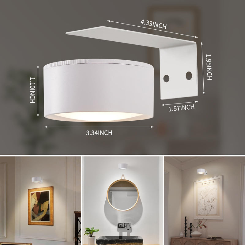 3 Pcs Battery Operated Picture Lights for Wall, Wireless LED Poster Lights with 3 Lighting Modes,Magnetic Gallery Art Light for Paintings, Dimmable and Timer Artwork Light(White) White