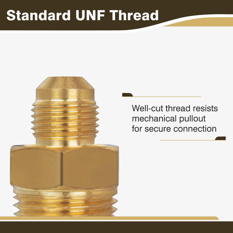 3/8" Flare x 1/2" NPT Male Brass Tube Fitting for Propane, LP and Natural Gas, Fuel, Half-Union (1-Pack) 3/8" Flare x 1/2" MNPT