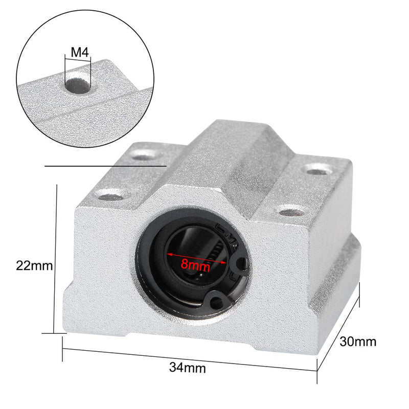 uxcell SCS8UU Linear Ball Bearing Slide Block Units, 8mm Bore Dia (Pack of 2)