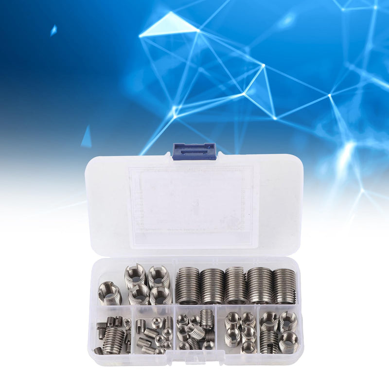 50Pcs Quick Thread Insert with Storage Case, 302 Stainless Steel Inner Thread Self Tapping Thread Inserts Set, High Hardness and Low Abrasion Thread Reinforce Repair Tool