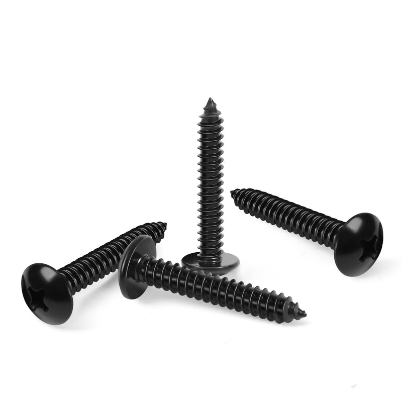 #6 x 1/2" Truss Head Self Tapping Wood Screws Sheet Metal Screws, Black Finish, 304 Stainless Steel 18-8, 100 PCS #6 x 1/2"