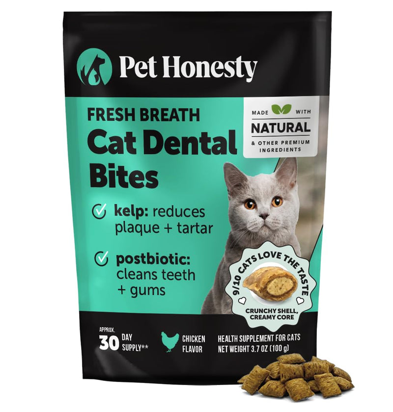 Fresh Breath Dental Bites for Cats – Crunchy & Creamy Cat Dental Treats for Fresh Breath, Tartar & Plaque Control – Dual-Texture Cat Oral Care Bites for Bright Teeth & Healthy Gums – 30 Day Supply 30-Day Supply