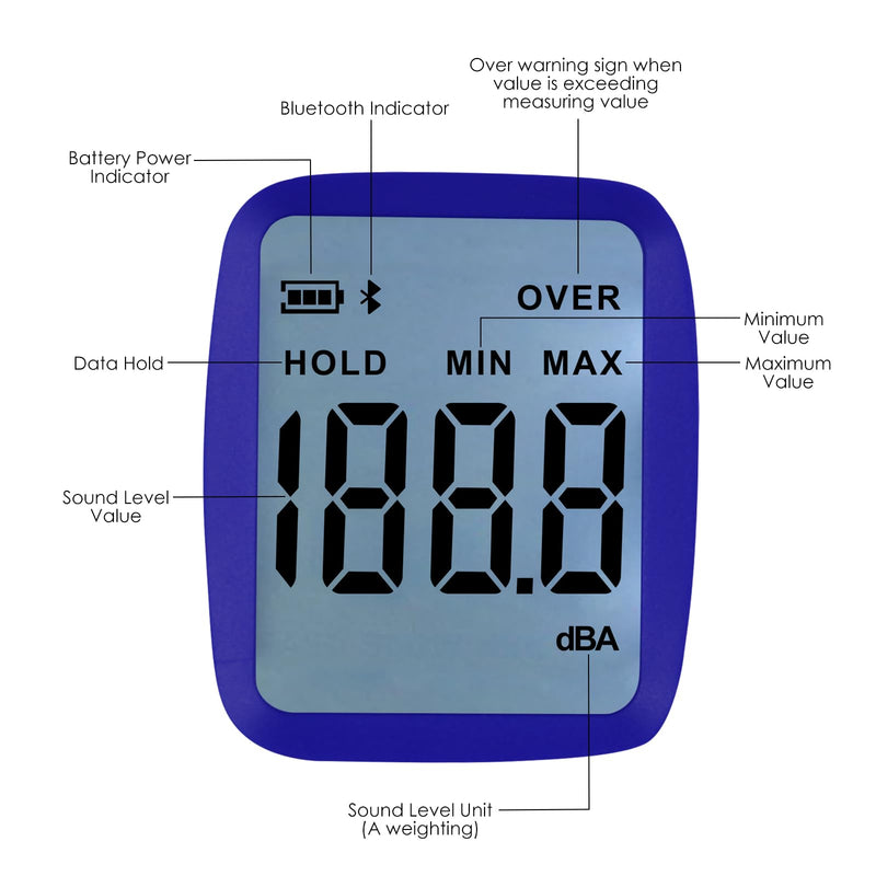Wireless Decibel Meter, Bluetooth Sound Level Meter with App Data Logging and Alarm- Portable Audio Sound Tester Measures Noise Levels from 30~130dBA Noise Meter for Classroom, Home, Office