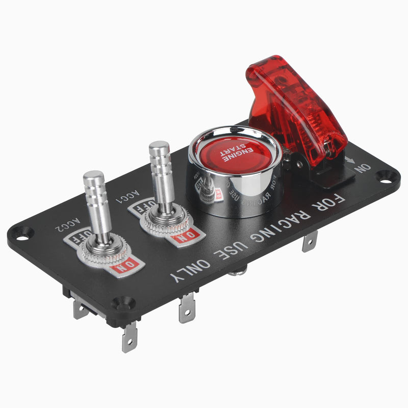 4-in-1 Ignition Switch Panel Includes Push-Button Start, Toggle Switch, and LED Indicator Lights DC 12V 20A Racing Switch Panel Push-Button Ignition Kit Suitable for RVs, Trucks, Cars, Boats