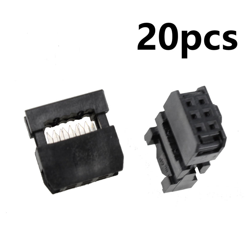 20PCS FC-6P 2.54mm IDC Cable Female Connector, Dual Rows IDC Sockets for Flat Ribbon Cable