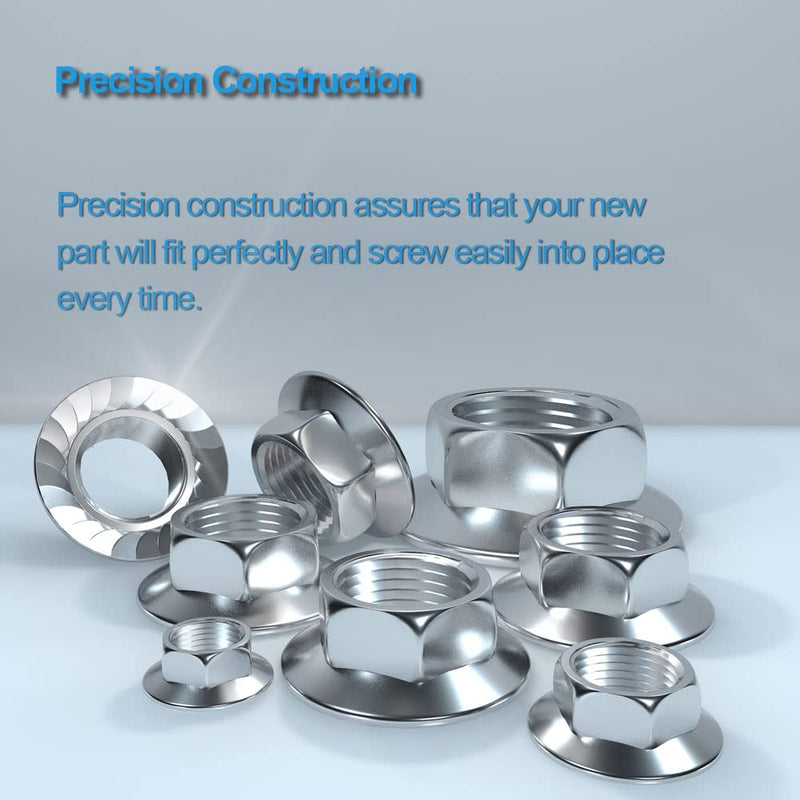 M12x1.5 Flange Nut Hex 304 Stainless Steel Types ROARADE Serrated and Flat Fine Thread (M12x1.5 304 10 PCS) M12x1.5 304 10 PCS