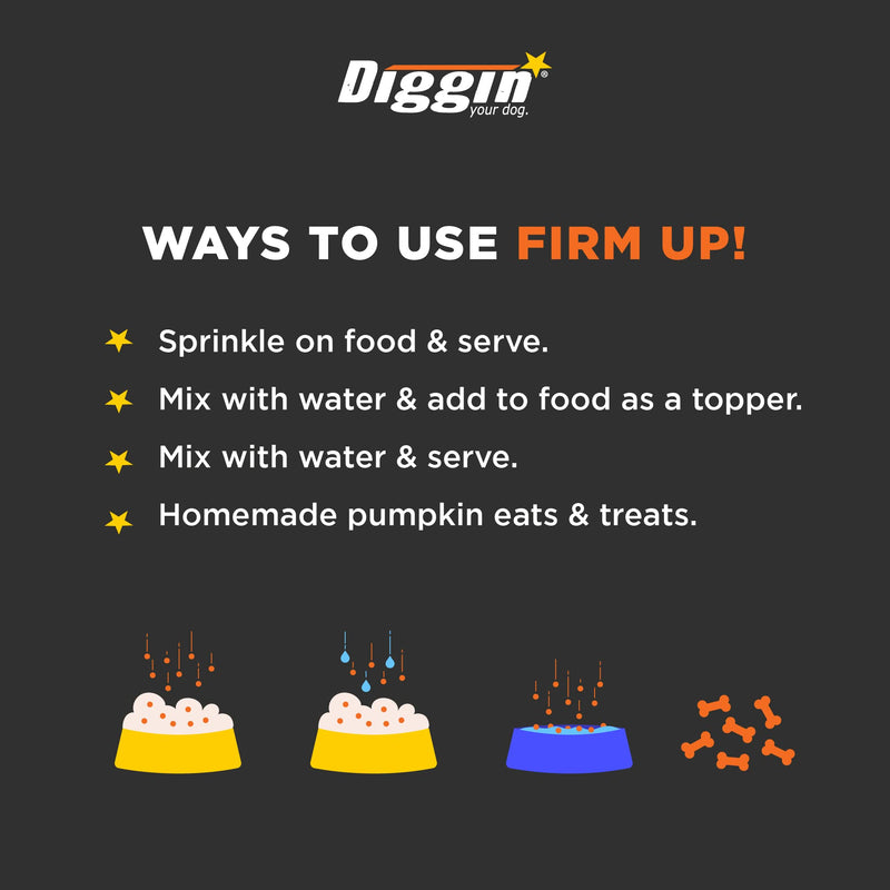 Diggin’ Your Dog Firm Up Pumpkin for Dogs & Cats, 100% Made in USA, Pumpkin Powder for Dogs, Digestive Support, Apple Pectin, Fiber, Healthy Stool, 4 oz 4 oz (Pack of 1) - PawsPlanet Australia