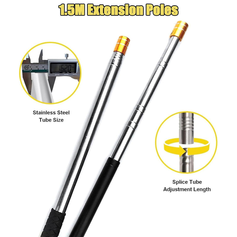 Attic Ladder Pull System Kit - Attic Pull Down System Hook Set Replacement for Cord Ropes with 60 Inch Extension Pole and Copper Storage Hook Handle Parts Tool