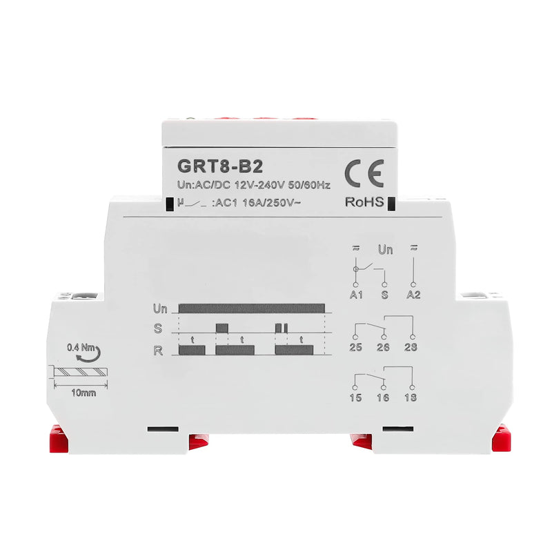 GEYA Delay Off Single Function Time Relay 2 Outputs 16A Electronic Power Off Timer Delay Relay(GRT8-B2,AC/DC12V-240V) AC/DC12V-240V Grt8-b2