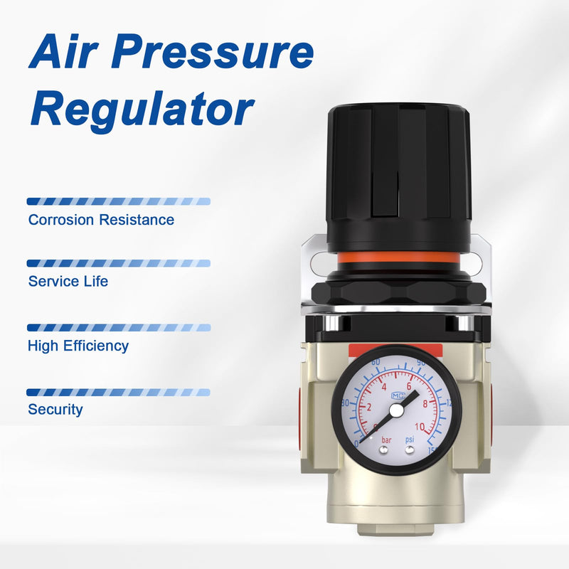 AIROE 1/4" NPT Air Pressure Regulator,Compressed Air System,Mini Air Regulator AR3000-02,0-150 PSI Gauge 1/4"NPT AR3000-2