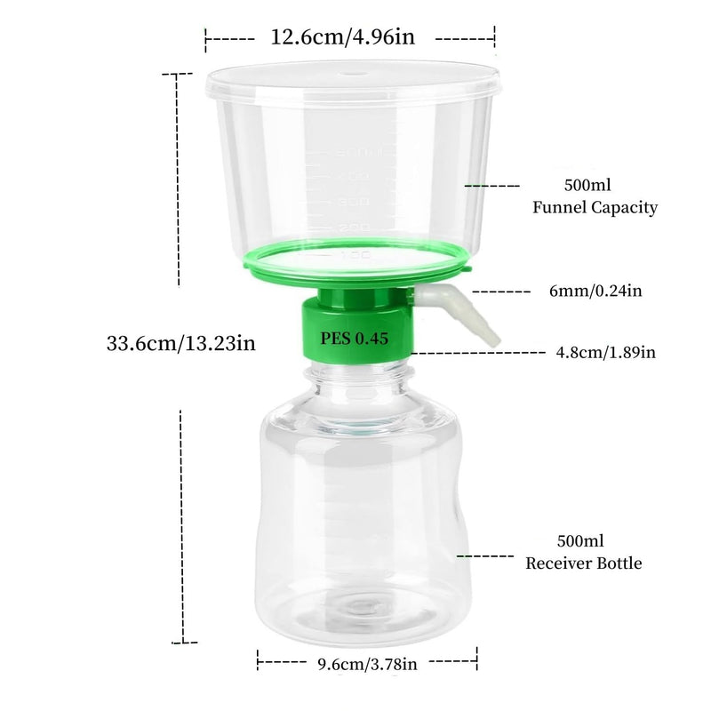 500ML Sterile Vacuum Filter Units with 0.45um PES Membrane, Individually Wrapped 500ML PES（0.45um)