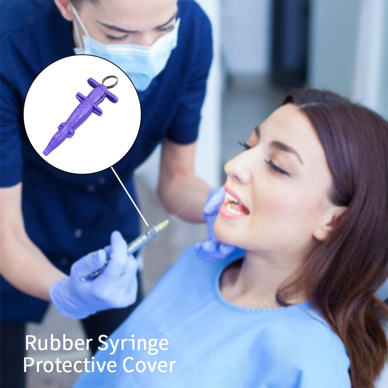 Dental Syringe Handle Protect Sleeve, YOUYA DENTAL 4PCS Silicone Needle Cover Case Injector Tool Cover Surgical Rubber Needle Instrument Protective Cover Case Reusable Clinic Tool Cover Case Gifts Crocodile - Combo 1