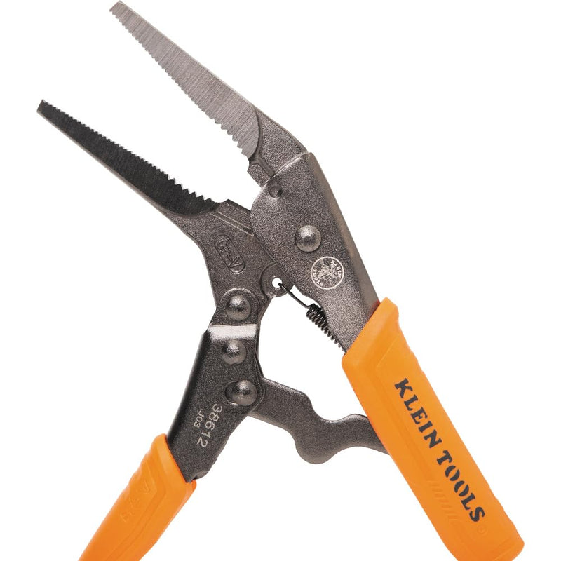 Klein Tools 38612 Long Nose Locking Pliers with Quick Release Handles, Ideal for Tight Spaces, High Torque and Gripping Power, 9-Inch 9-In Long Nose