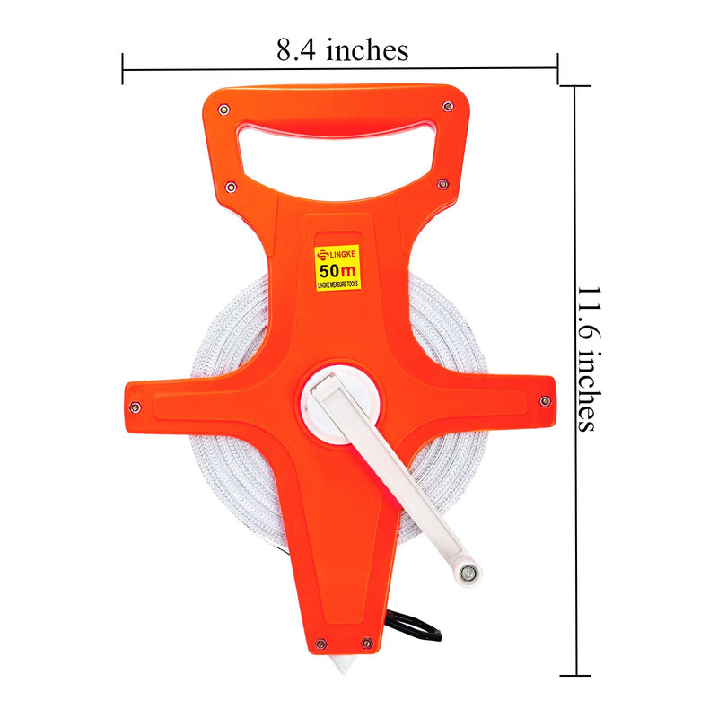 Coloch Open Reel Fiberglass Tape Measure, 165 Feet/50 Meters Yard Measuring Tape Dual Sided Reel Tape with Inch/Metric Scale Retractable Long Tape Measure for Engineer, Yard, Field, Project