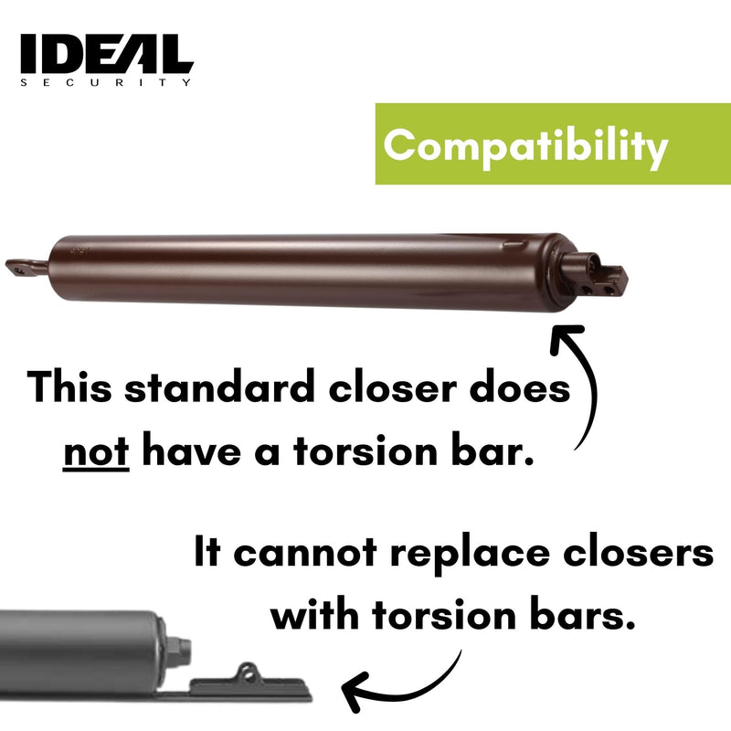 Ideal Security SK9 Standard Pneumatic Storm and Screen Door Closer, 10.5”, Brown